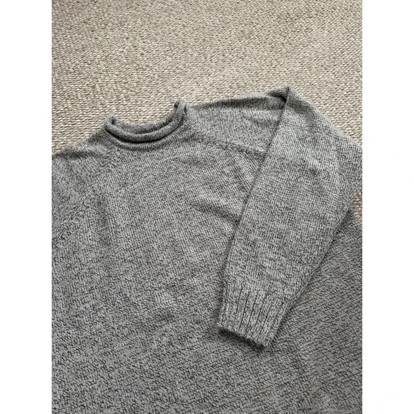 Women's Vintage Gray Roll Neck Fisherman's Sweater, XL. Cottage Country - Picture 2 of 8
